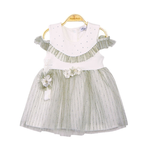 FANCY FROCK GREEN SHIMMERY FLORAL