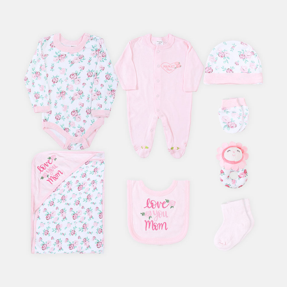 BABY GIRLS GIFT SET FLORAL PINK 8 PCS