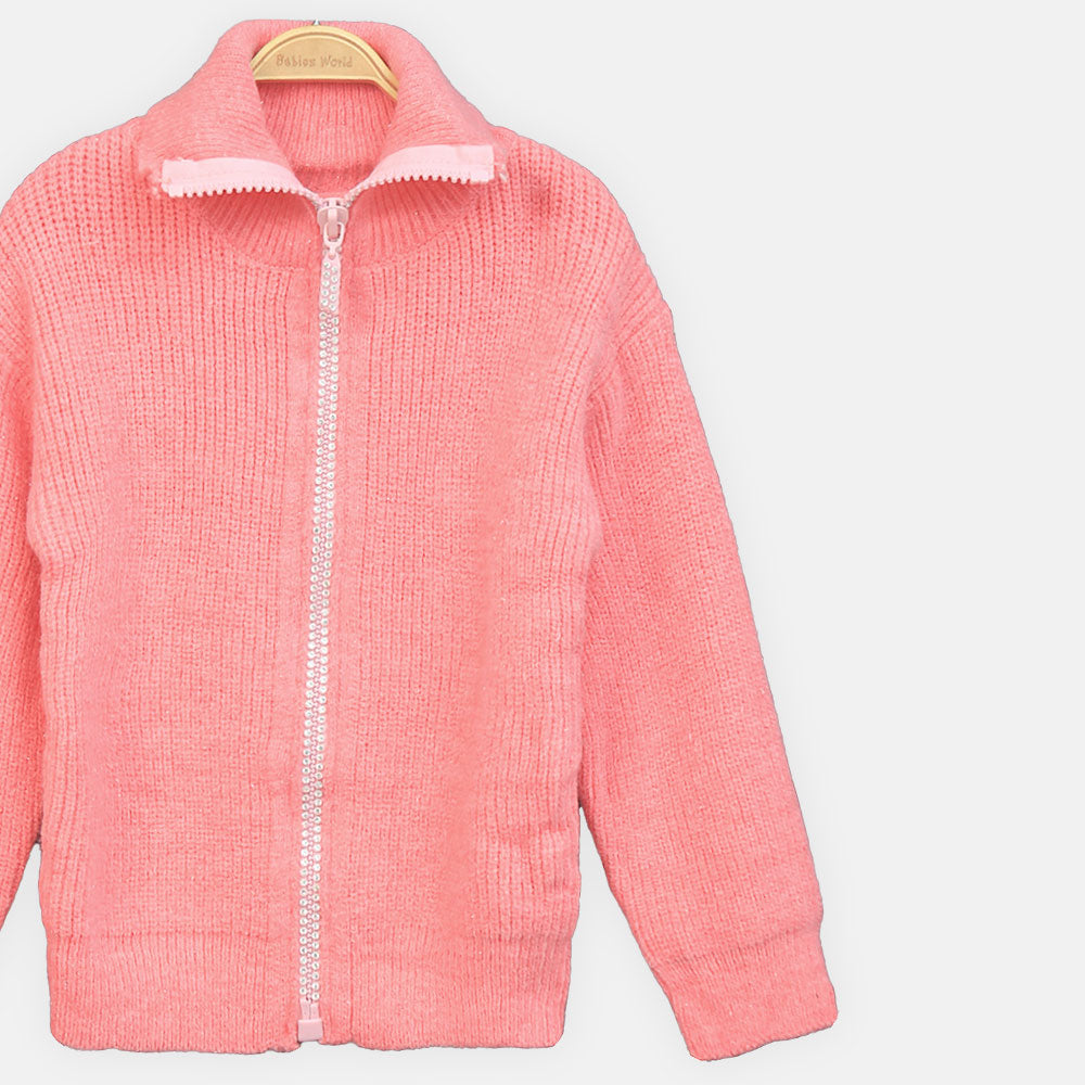 GIRL JACKET GLITTER PINK WOOLEN