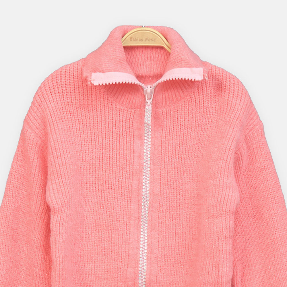 GIRL JACKET GLITTER PINK WOOLEN