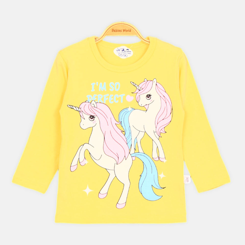 GIRL NIGHT SUIT YELLOW UNICORN
