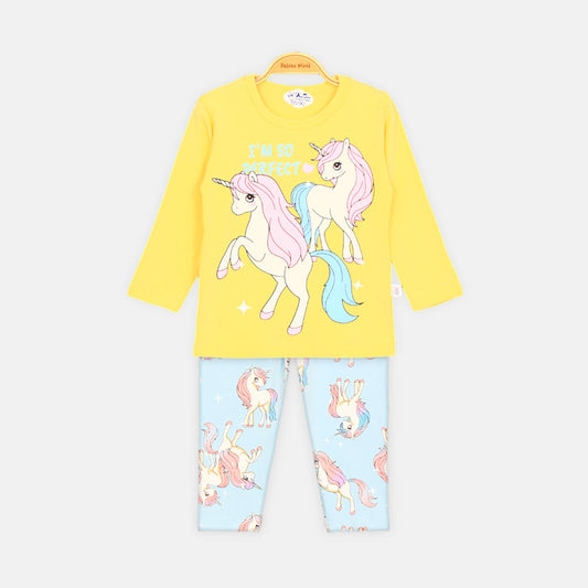 GIRL NIGHT SUIT YELLOW UNICORN
