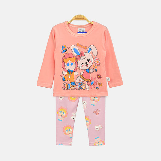 GIRL NIGHT SUIT FLORAL BUNNY