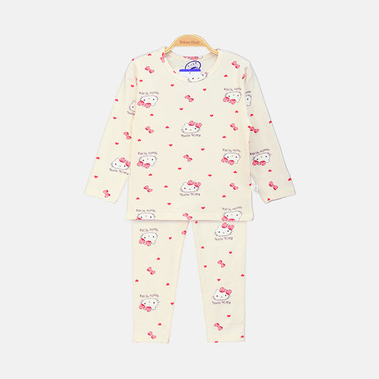 GIRL NIGHT SUIT CREAMY KITTY HEART