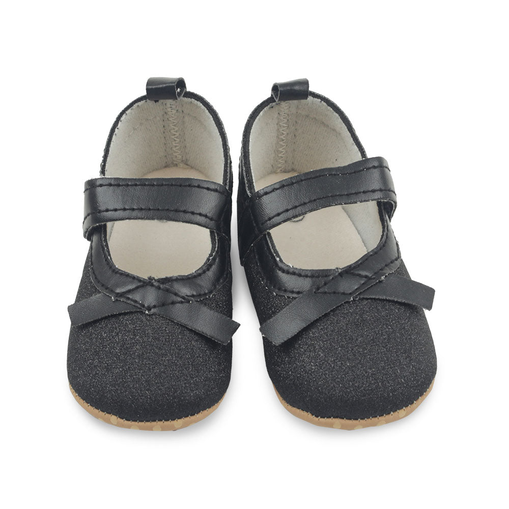 GIRL PRE WALKER SHOES BLACK SHIMMERY
