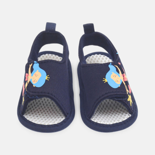 GIRL PRE WALKER SANDAL NAVY MESH WITH MERMAID PRINT
