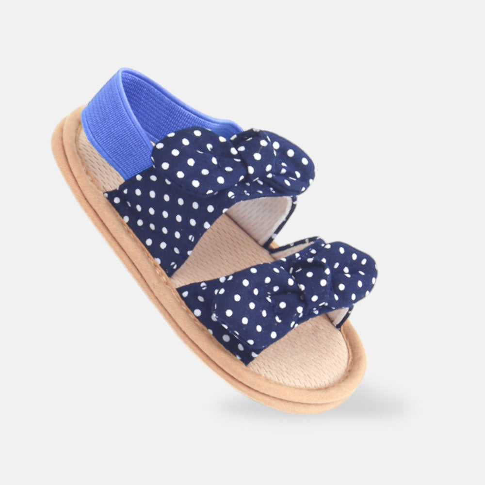GIRL PRE WALKER SANDAL NAVY POLKA DOT BOWS