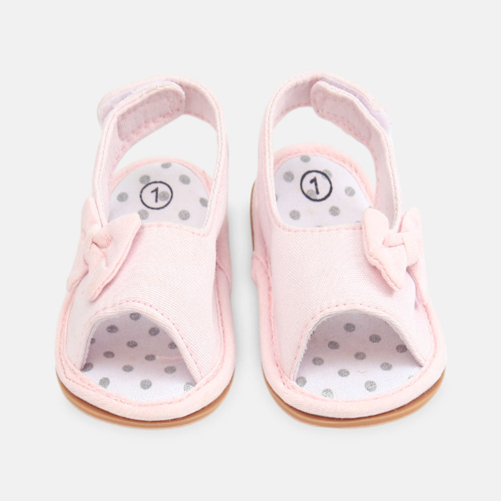 GIRL PRE WALKER SANDAL LIGHT PINK WITH BOWS