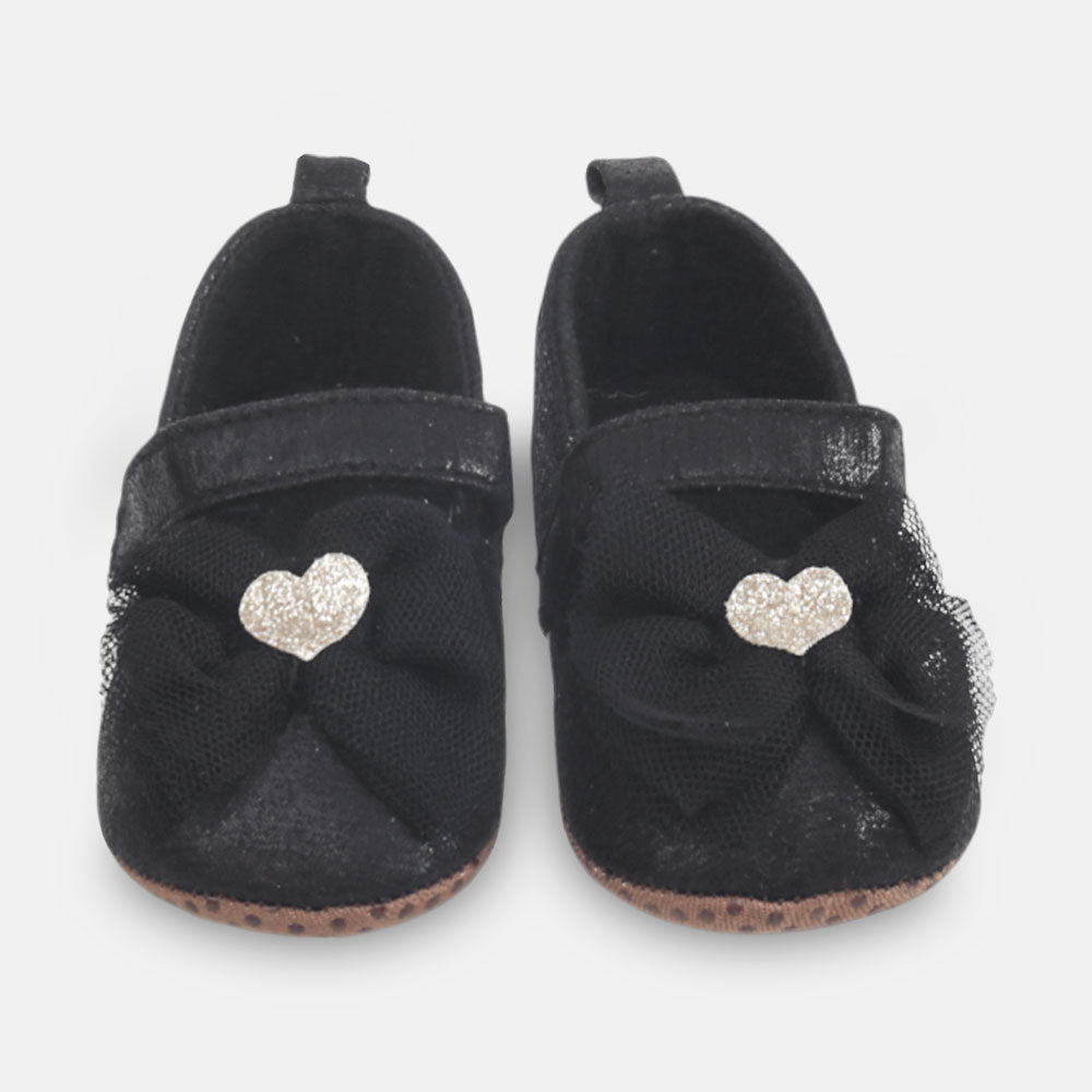 GIRL PRE WALKER SHOES BLACK TEXTURED