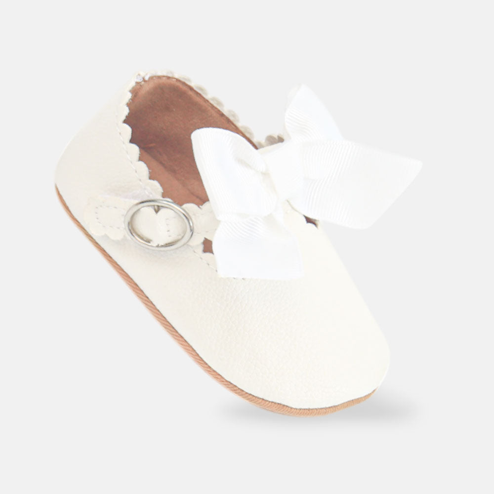 GIRL PRE WALKER SHOES WHITE LEATHER