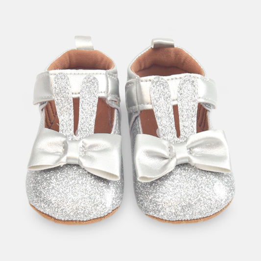 GIRL PRE WALKER SHOES SILVER GLITTER