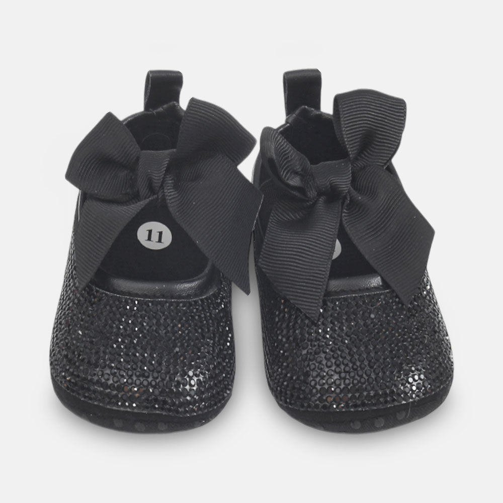 GIRL PRE WALKER SHOES BLACK GLITTER