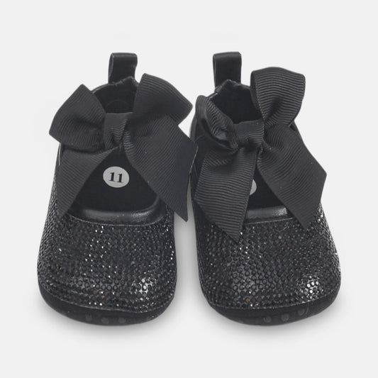 GIRL PRE WALKER SHOES BLACK GLITTER