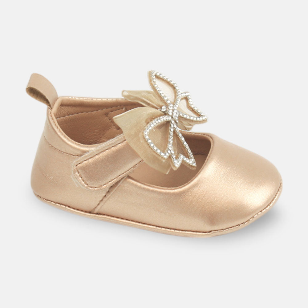 GIRL PRE WALKER SHOES GOLDEN BOW