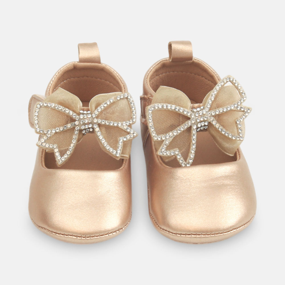 GIRL PRE WALKER SHOES GOLDEN BOW