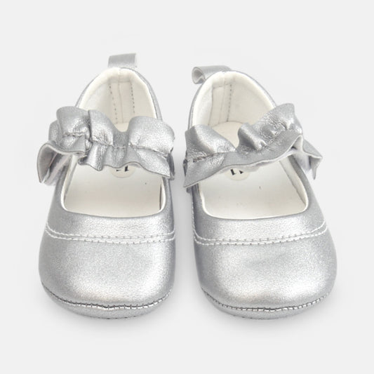 GIRL PRE WALKER SHOES SILVER METALLIC