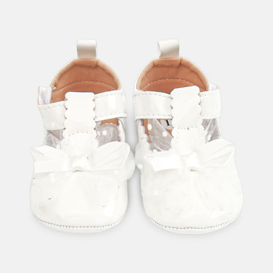 GIRL PRE WALKER SHOES WHITE TULLE BOWS
