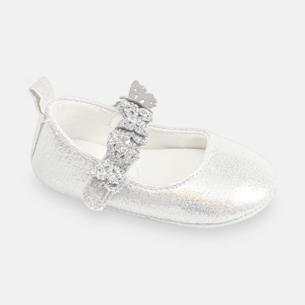 GIRL PRE WALKER SHOES SILVER GLITTER