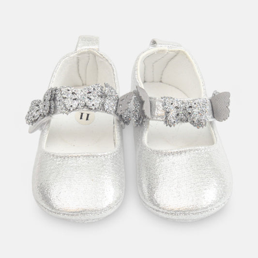 GIRL PRE WALKER SHOES SILVER GLITTER