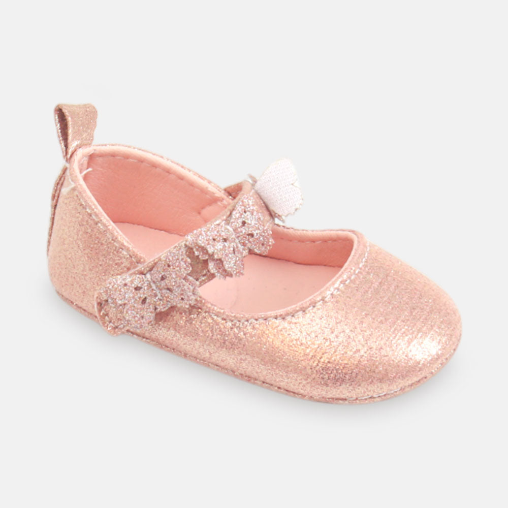 GIRL PRE WALKER SHOES ROSE GOLD GLITTER