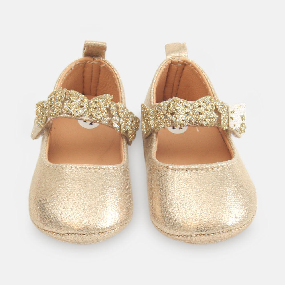 GIRL PRE WALKER SHOES GOLD SHIMMER