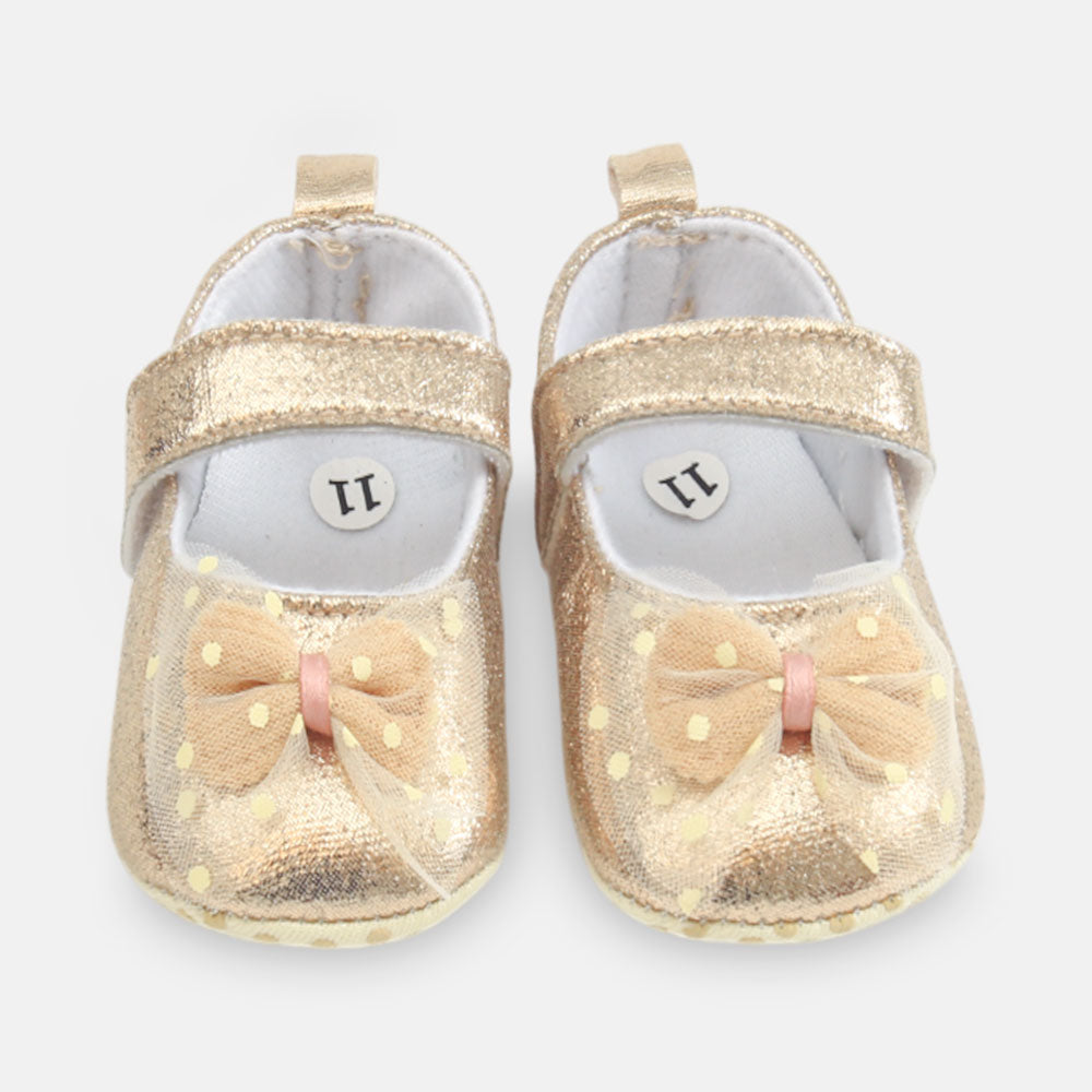 GIRL PRE WALKER SHOES GOLD GLITTER