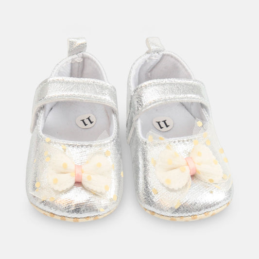 GIRL PRE WALKER SHOES SILVER GLITTER