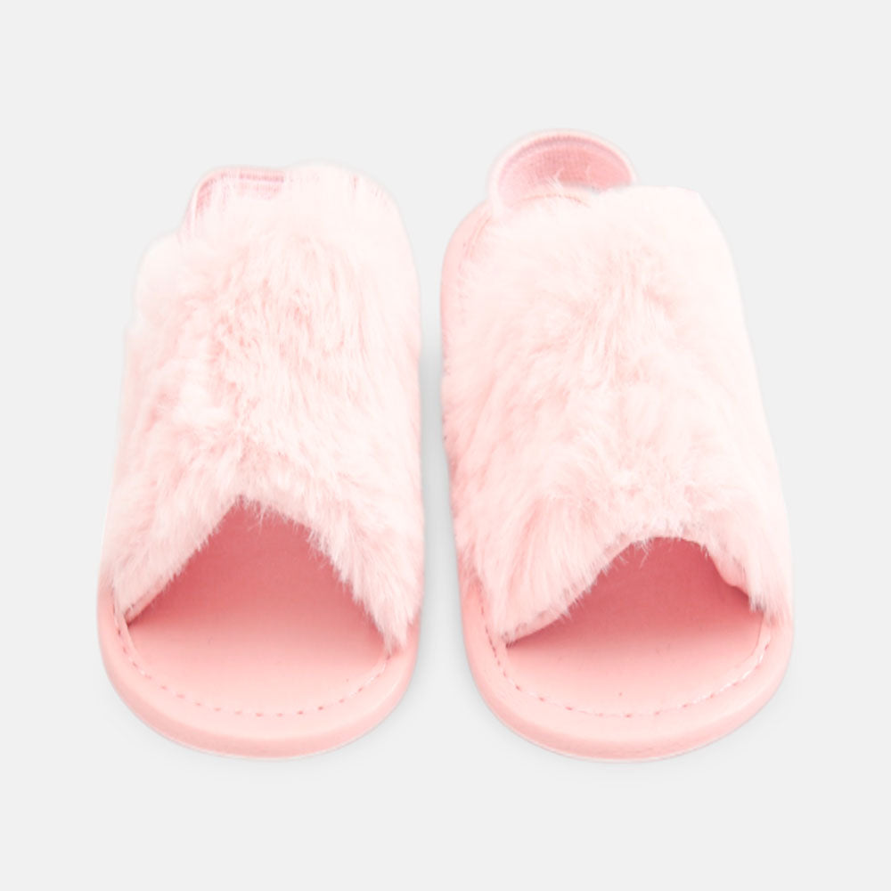 GIRL PRE WALKER SANDAL PINK FURRY SLIP-ON