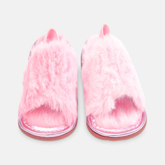 GIRL PRE WALKER SANDAL PINK FURRY SLIP-ON
