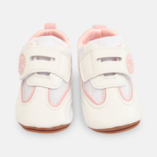 GIRL PRE WALKER SHOES WHITE & PINK SPORTY