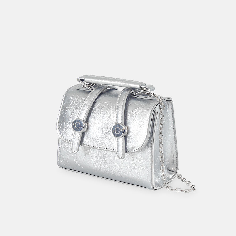 GIRL PURSE / CLUTCH SILVER METALLIC