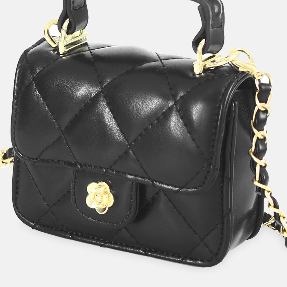 GIRL PURSE / CLUTCH BLACK QUILTED