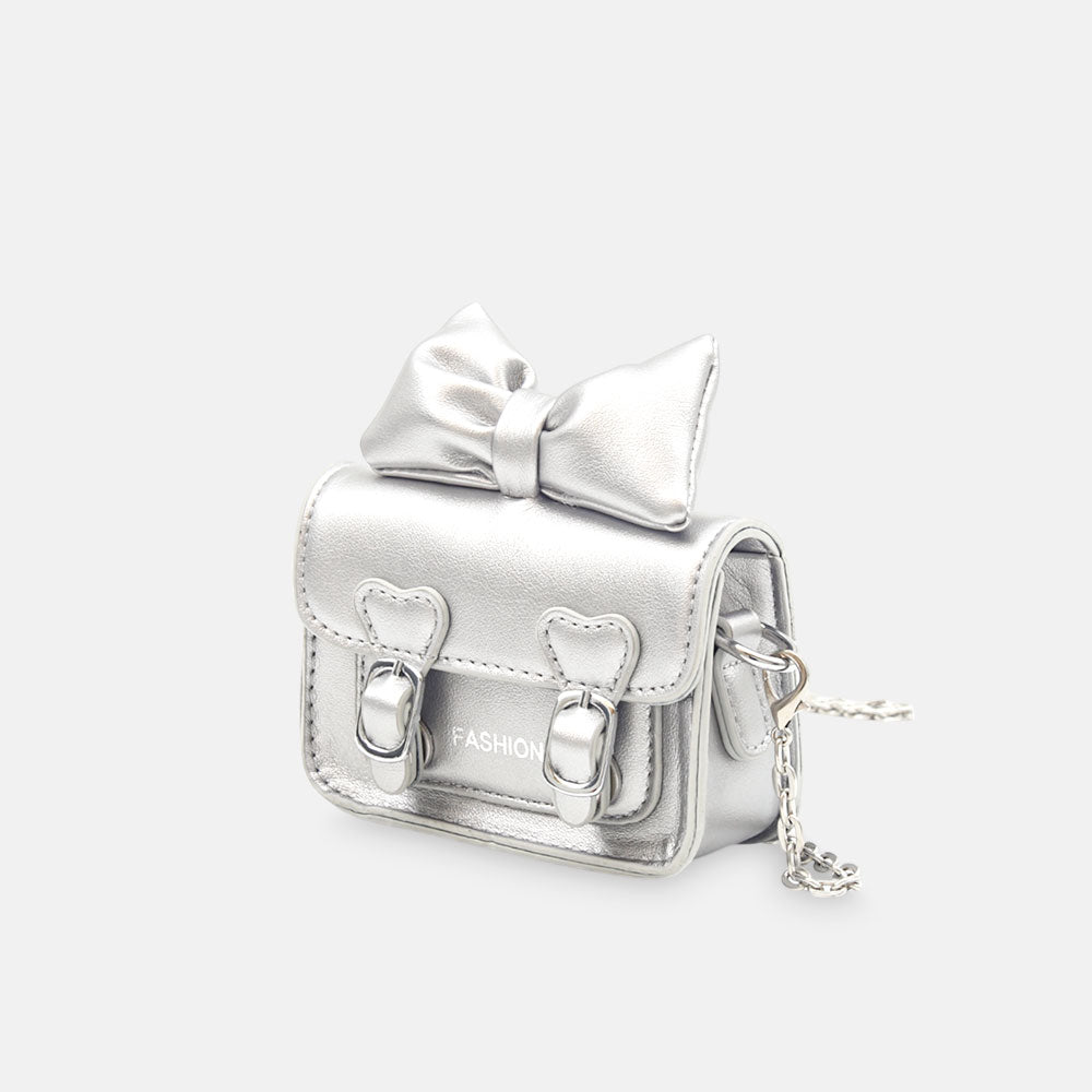 GIRL PURSE / CLUTCH METALLIC SILVER