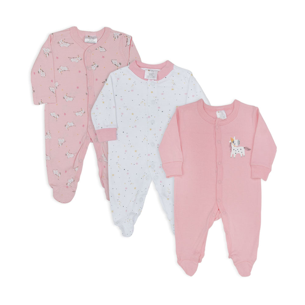 SLEEP SUITS / ROMPERS GIRLS PK-3 MULTI COLOR