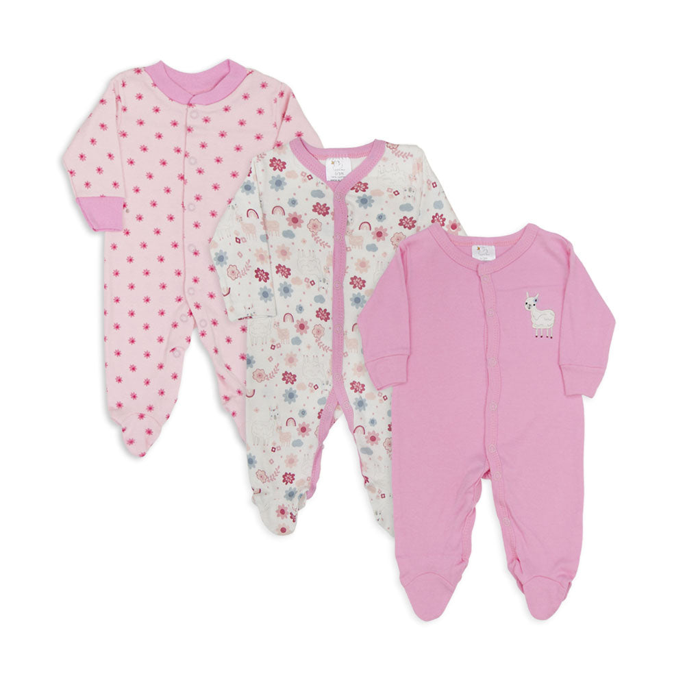 SLEEP SUITS / ROMPERS GIRLS PK-3 MULTI COLOR