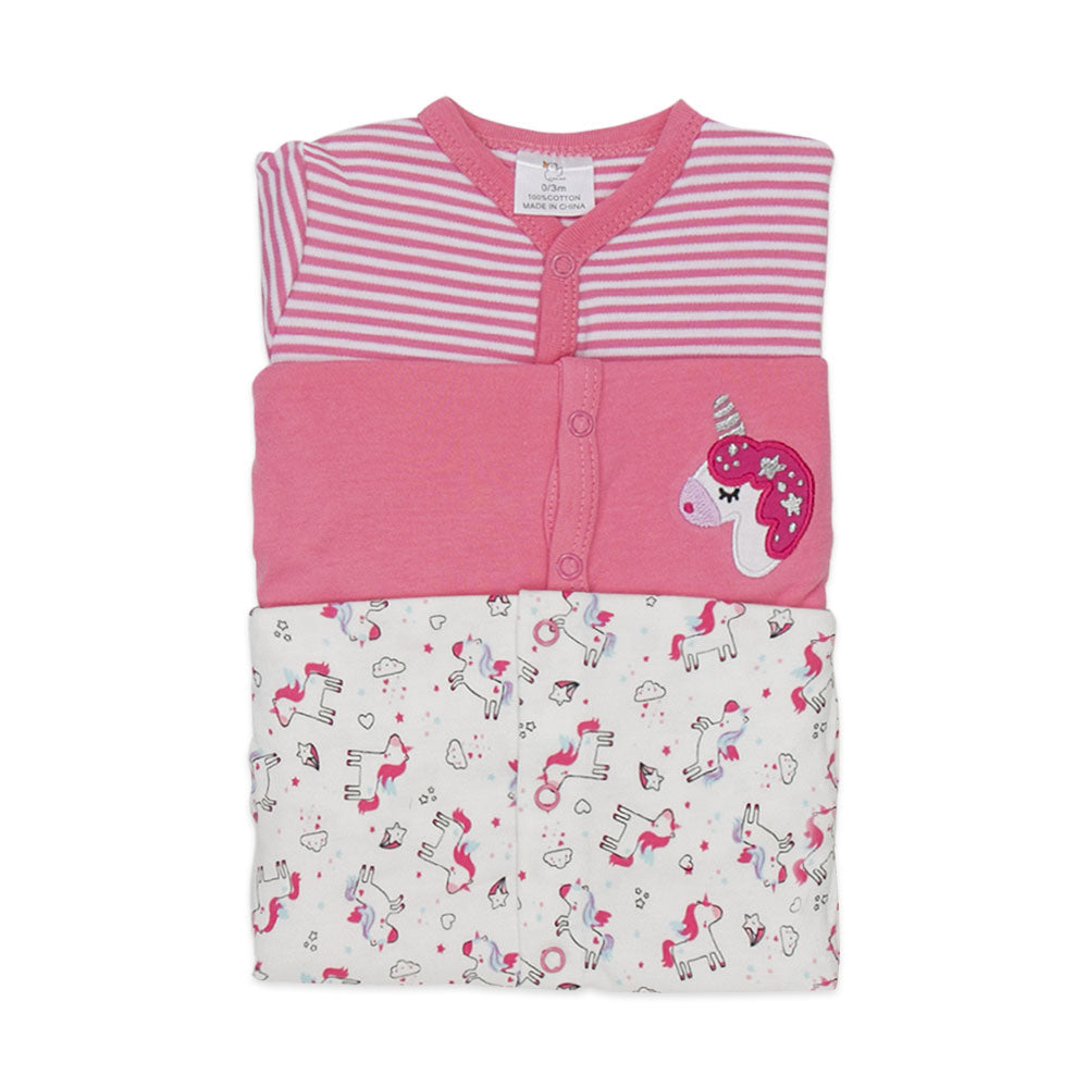 SLEEP SUITS / ROMPERS GIRLS PK-3 FIERY PINK