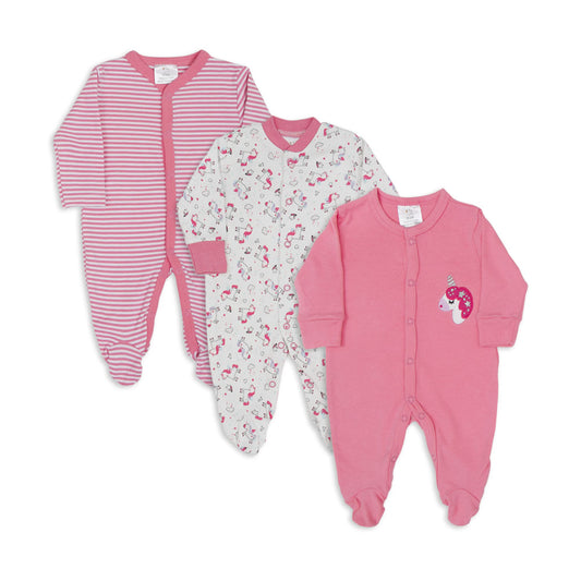 SLEEP SUITS / ROMPERS GIRLS PK-3 FIERY PINK