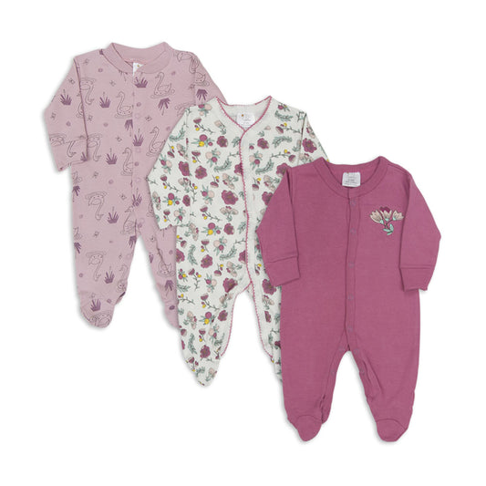 SLEEP SUITS / ROMPERS GIRLS PK-3 MULTI COLOR