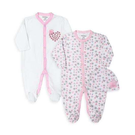 ROMPER GIRLS PK-2 & HAT PINK FLORAL