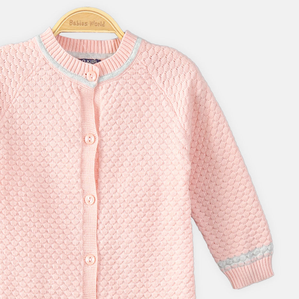 GIRL ROMPER PEACH WOOLEN