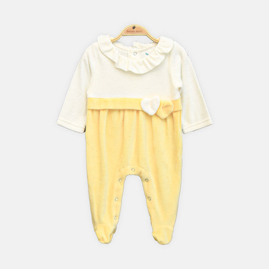 GIRL ROMPER YELLOW & IVORY RUFFLE-COLLAR