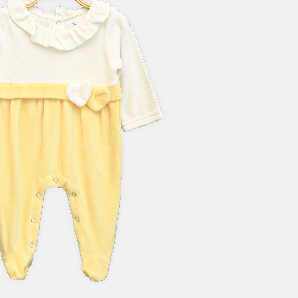 GIRL ROMPER YELLOW & IVORY RUFFLE-COLLAR
