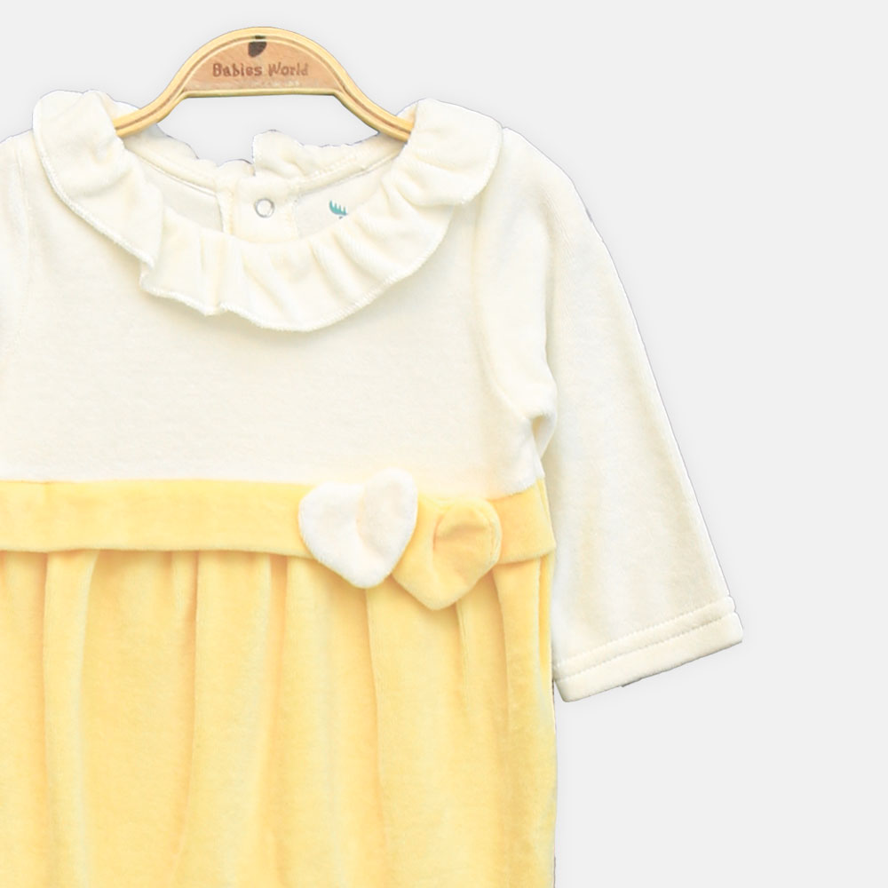 GIRL ROMPER YELLOW & IVORY RUFFLE-COLLAR