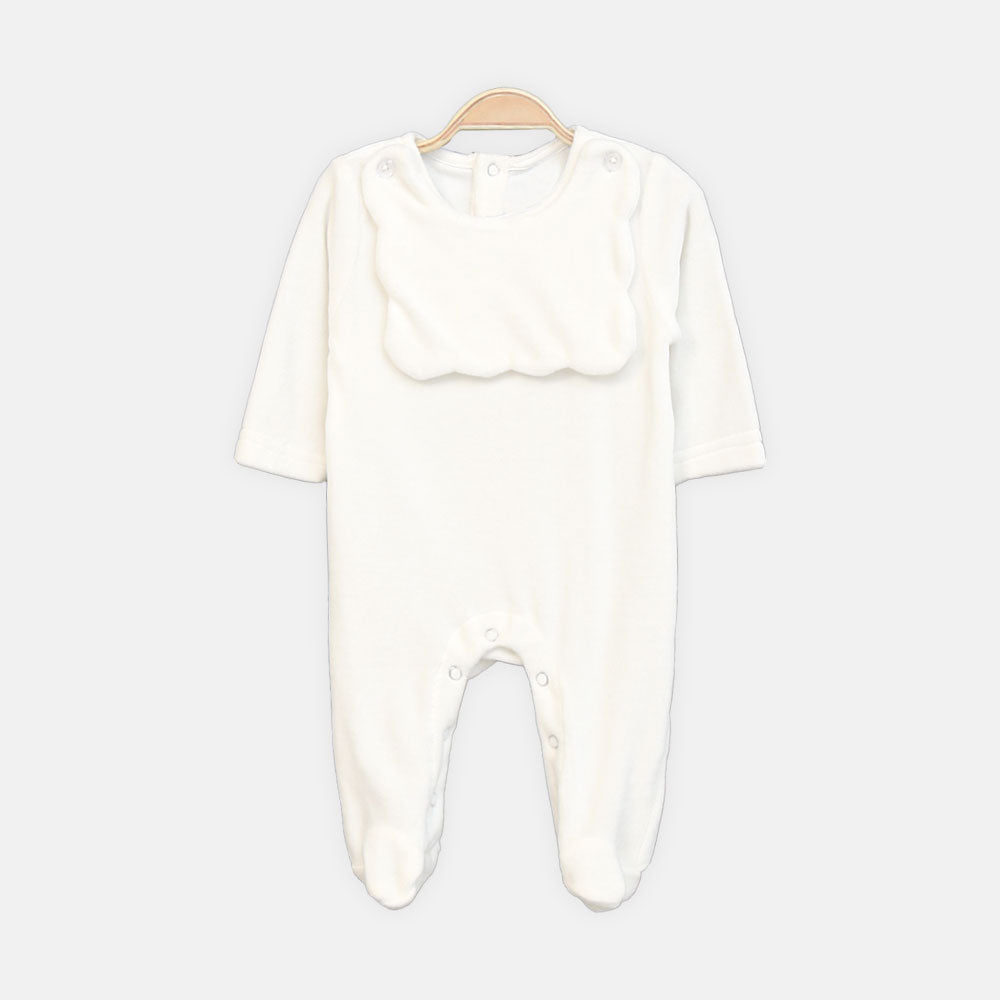 GIRL ROMPER CLOUD SUEDE-KNIT WITH BIB