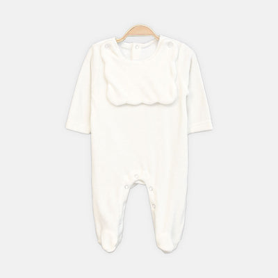 GIRL ROMPER CLOUD SUEDE-KNIT WITH BIB