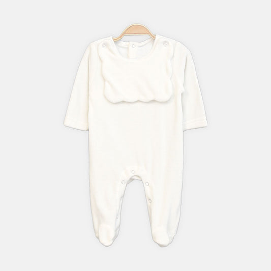 GIRL ROMPER CLOUD SUEDE-KNIT WITH BIB