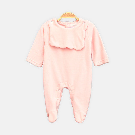 GIRL ROMPER CLOUD SUEDE-KNIT WITH BIB