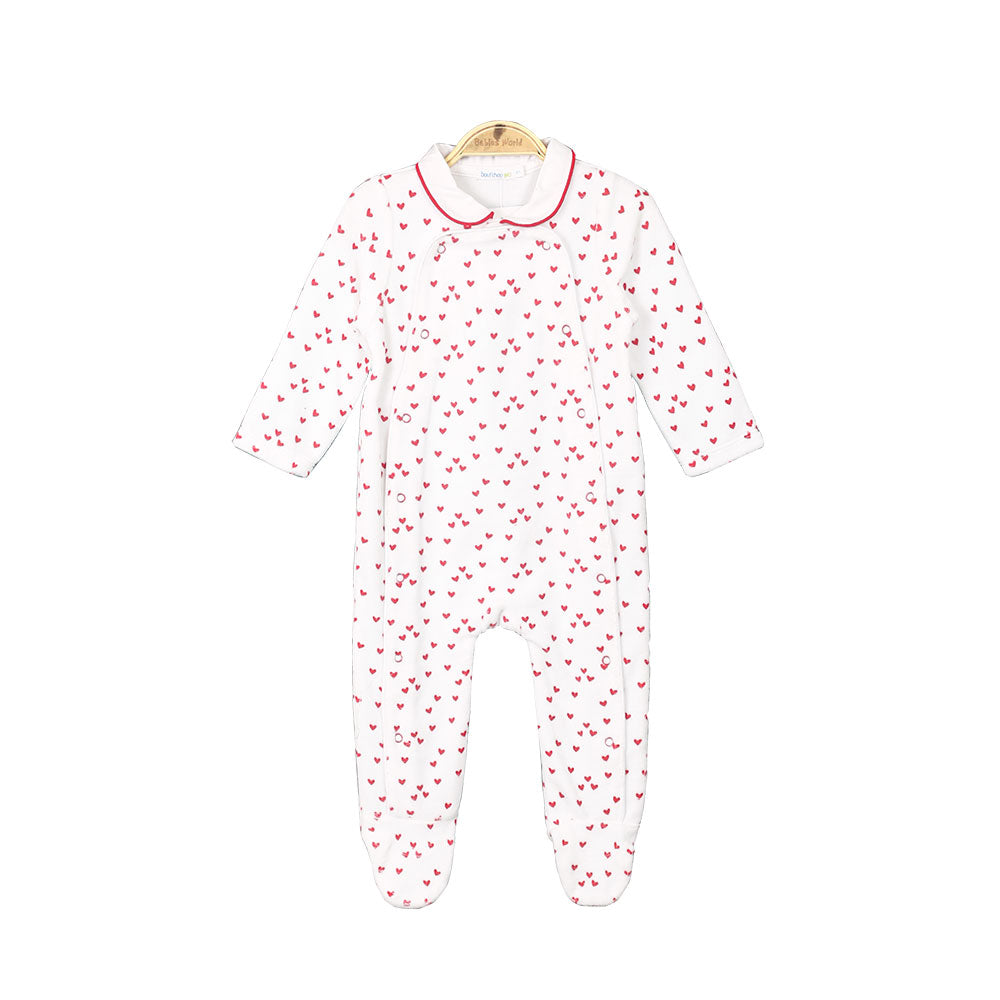 GIRL ROMPER WHITE FLEECE HEARTS