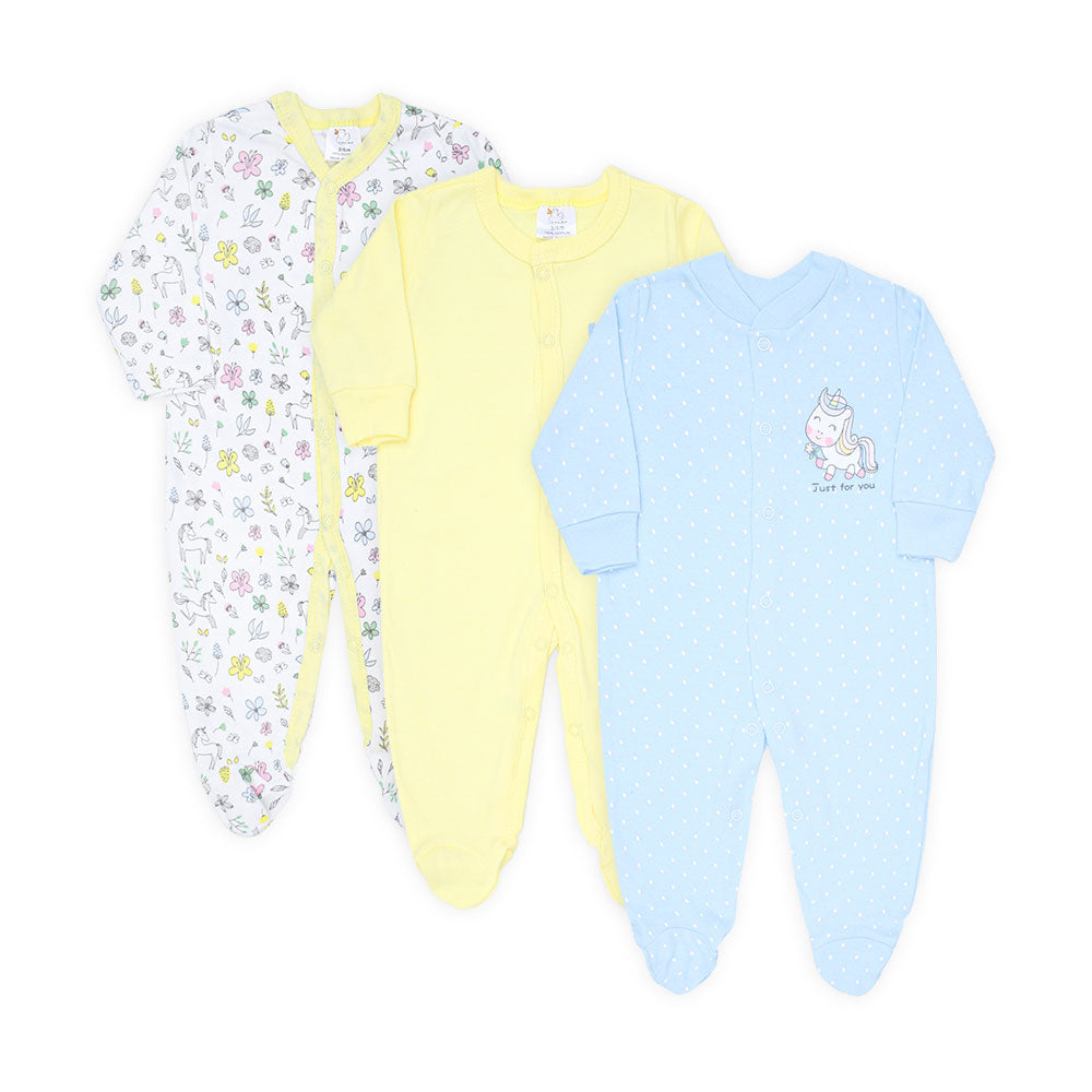 ROMPER GIRLS PK-3 YELLOW FLORAL DOTTED