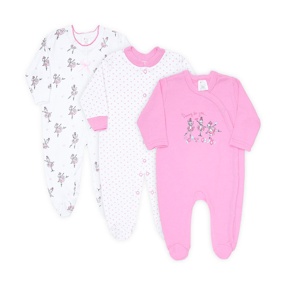 ROMPER GIRLS PK-3 PINK FAIRY HEART
